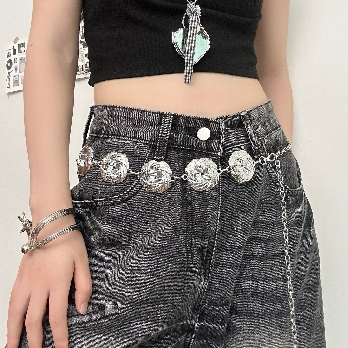 Geometric Round Metal Waist Chain | Niche Design Versatile Decorative Waist Accessory
