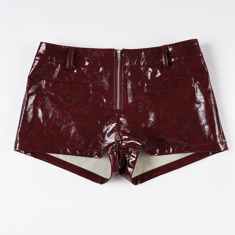 Boho Low-Rise Distressed Faux Leather Mini Shorts Collection