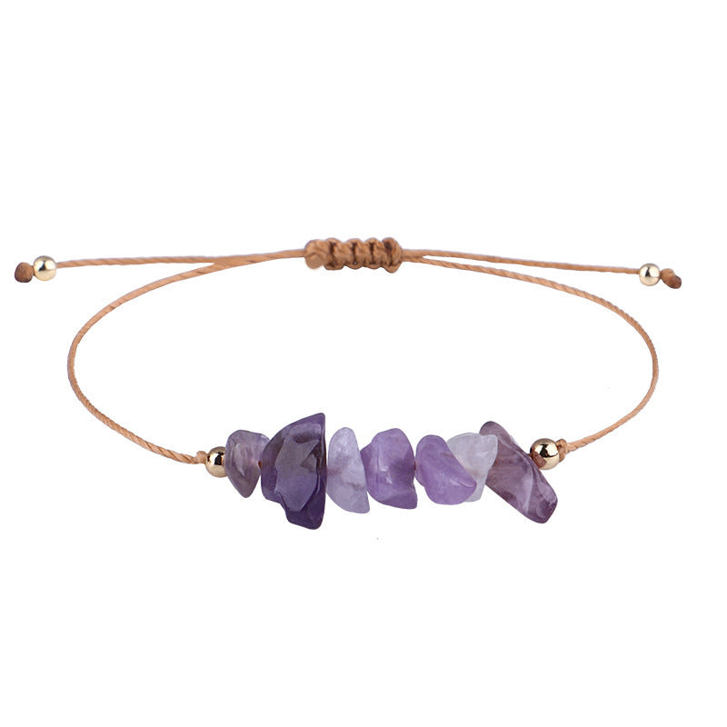 Boho Natural Irregular Stone Adjustable Braided Bracelet | Multi-Color Crystal Beaded Cord Bracelet