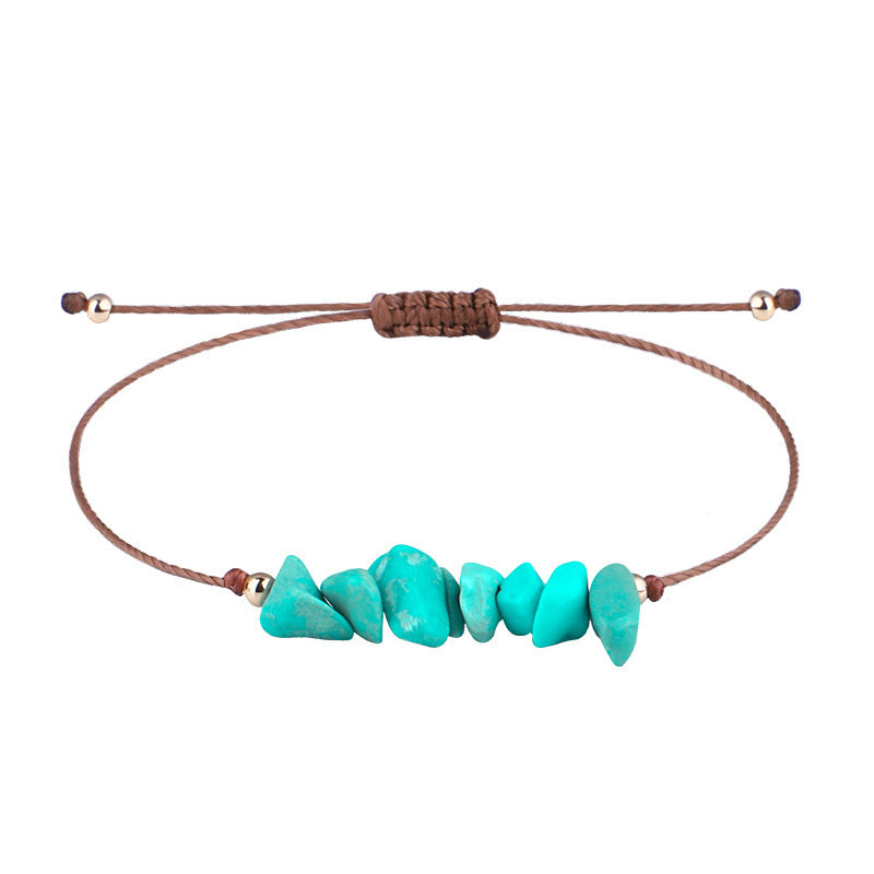 Boho Natural Irregular Stone Adjustable Braided Bracelet | Multi-Color Crystal Beaded Cord Bracelet