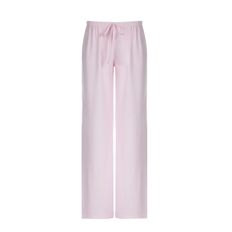 Striped Drawstring Casual Wide-Leg Pants