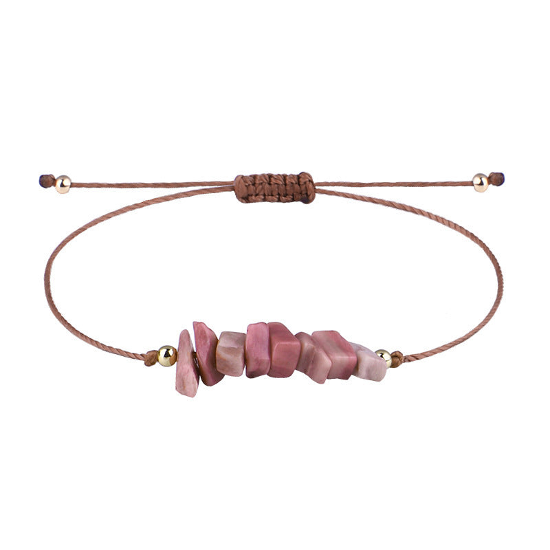 Boho Natural Irregular Stone Adjustable Braided Bracelet | Multi-Color Crystal Beaded Cord Bracelet