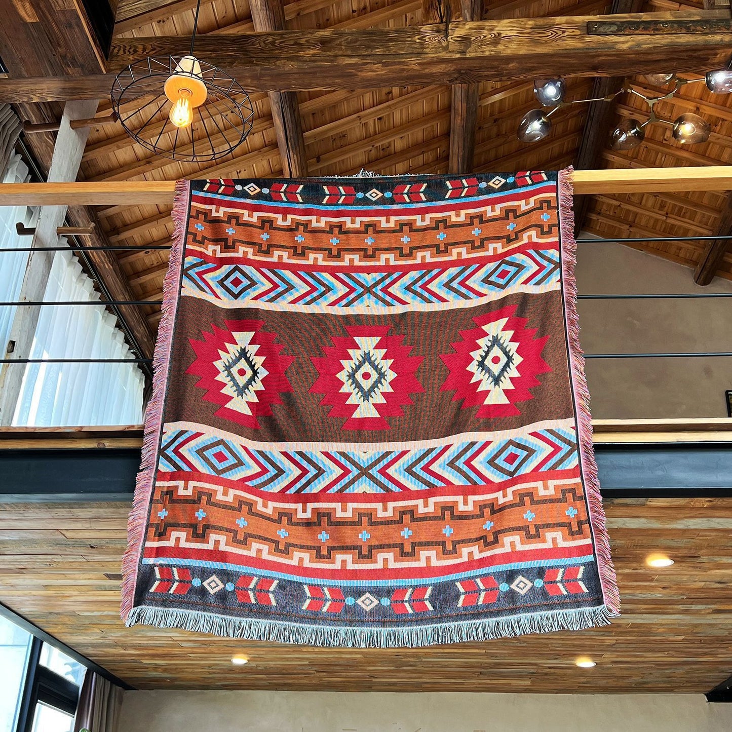 Multi-Style Boho Jacquard Fringe Knitted Throw Blanket | Ethnic Style Picnic Nap Blanket
