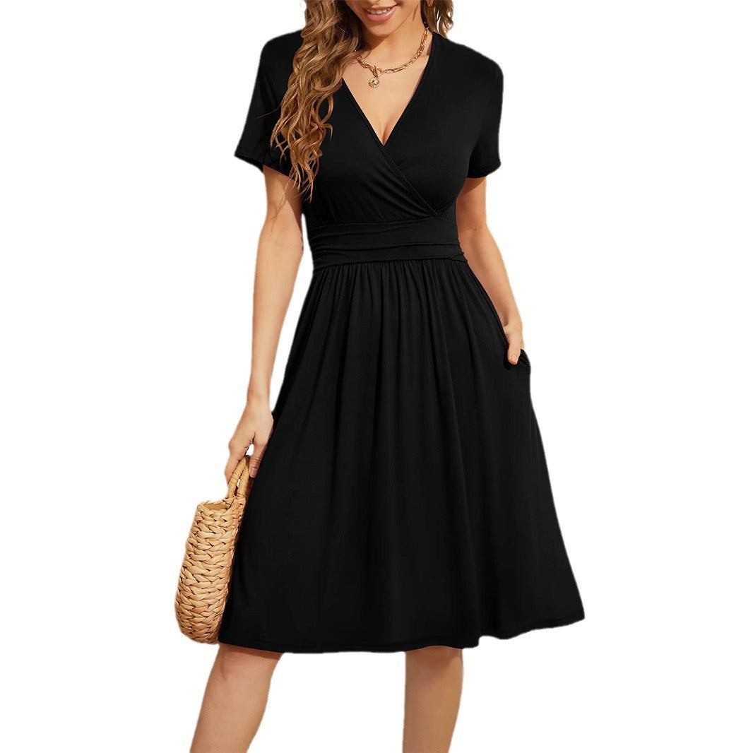 Boho Printed V-Neck Wrap Midi Dress