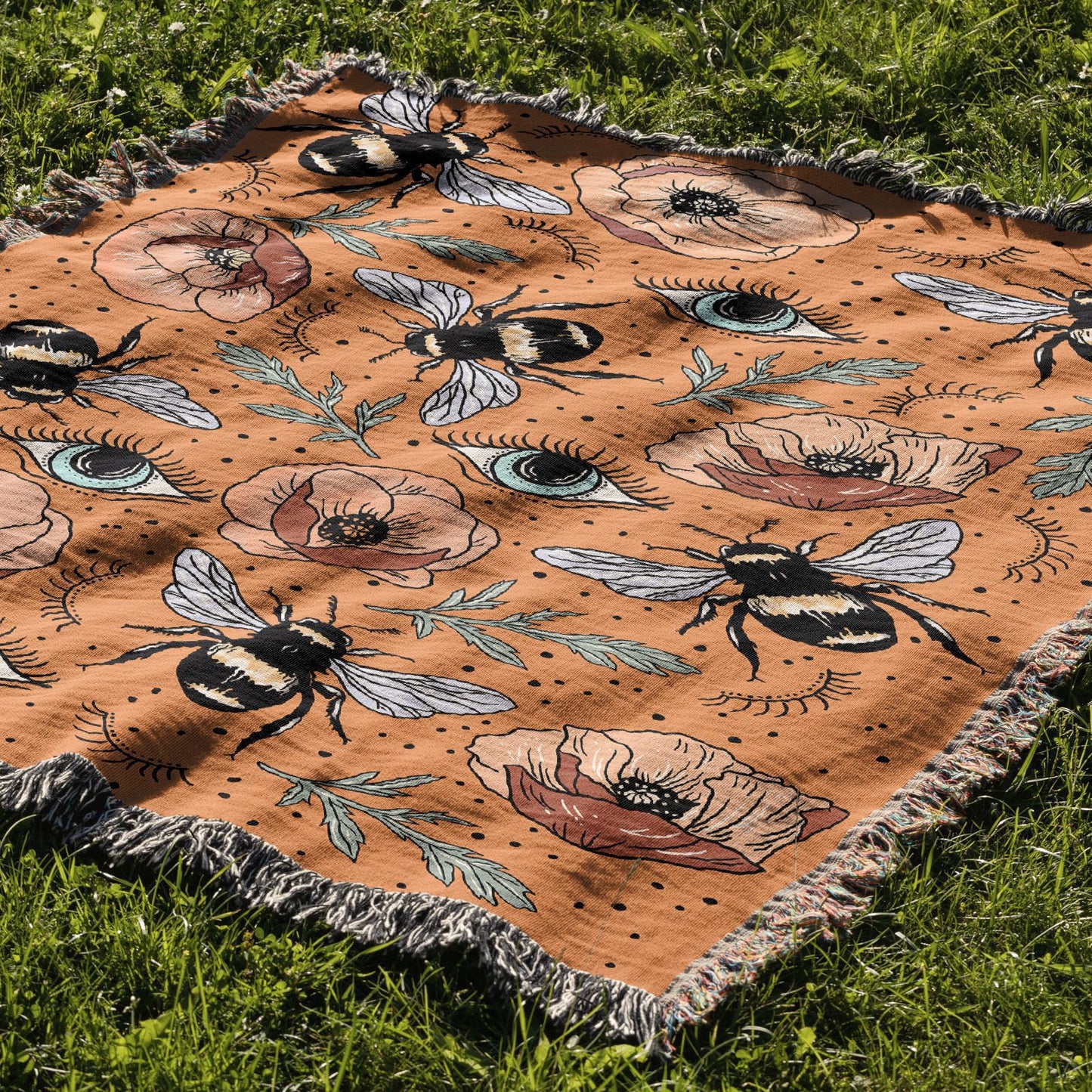 Multi-Style Boho Jacquard Fringe Knitted Throw Blanket | Ethnic Style Picnic Nap Blanket