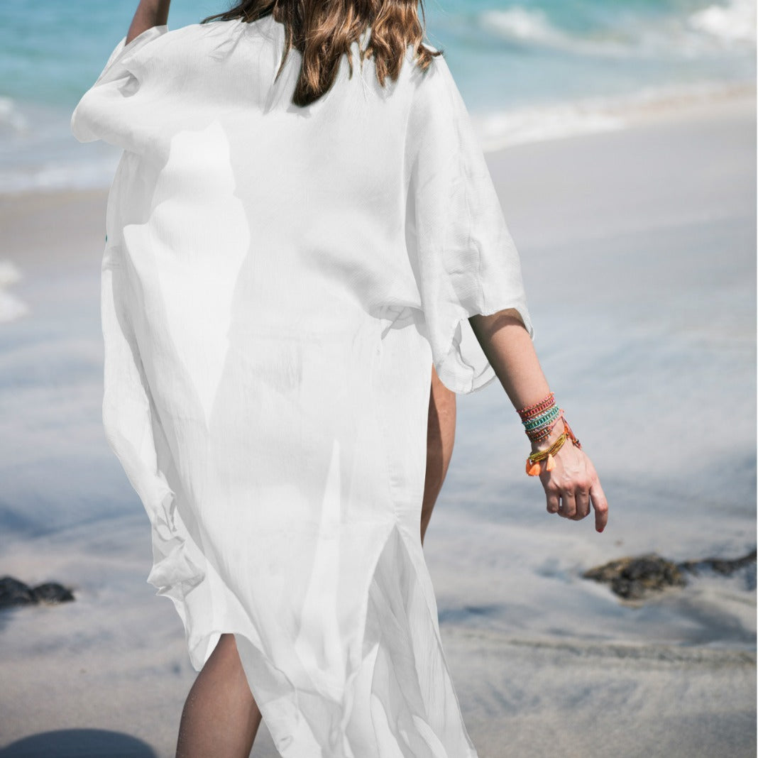 Bohemian Print Loose Open Front Beach Cover Up Kimono