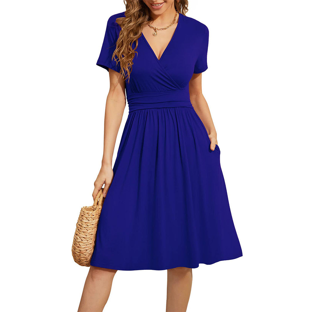 Boho Printed V-Neck Wrap Midi Dress