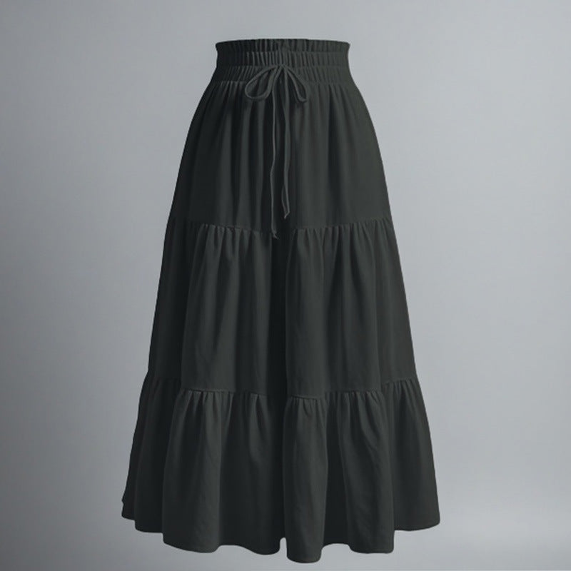 Boho Drawstring Tiered Maxi Skirt