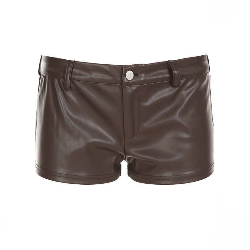 Boho Low-Rise Distressed Faux Leather Mini Shorts Collection