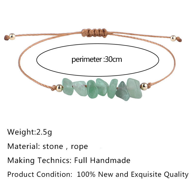 Boho Natural Irregular Stone Adjustable Braided Bracelet | Multi-Color Crystal Beaded Cord Bracelet
