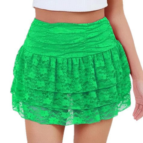 Boho High Waist Mesh Ruffle Mini Skirt