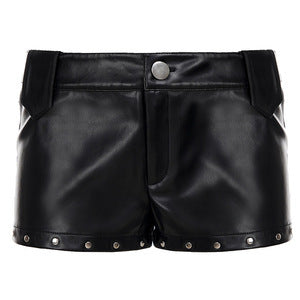 Boho Low-Rise Distressed Faux Leather Mini Shorts Collection