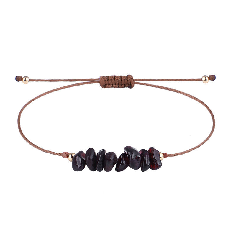 Boho Natural Irregular Stone Adjustable Braided Bracelet | Multi-Color Crystal Beaded Cord Bracelet