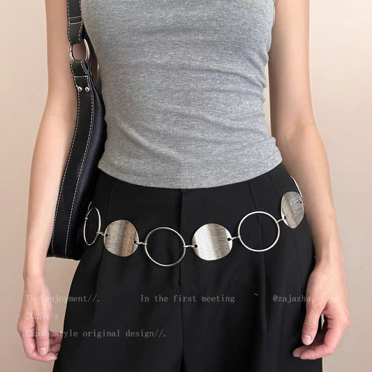 Geometric Round Metal Waist Chain | Niche Design Versatile Decorative Waist Accessory