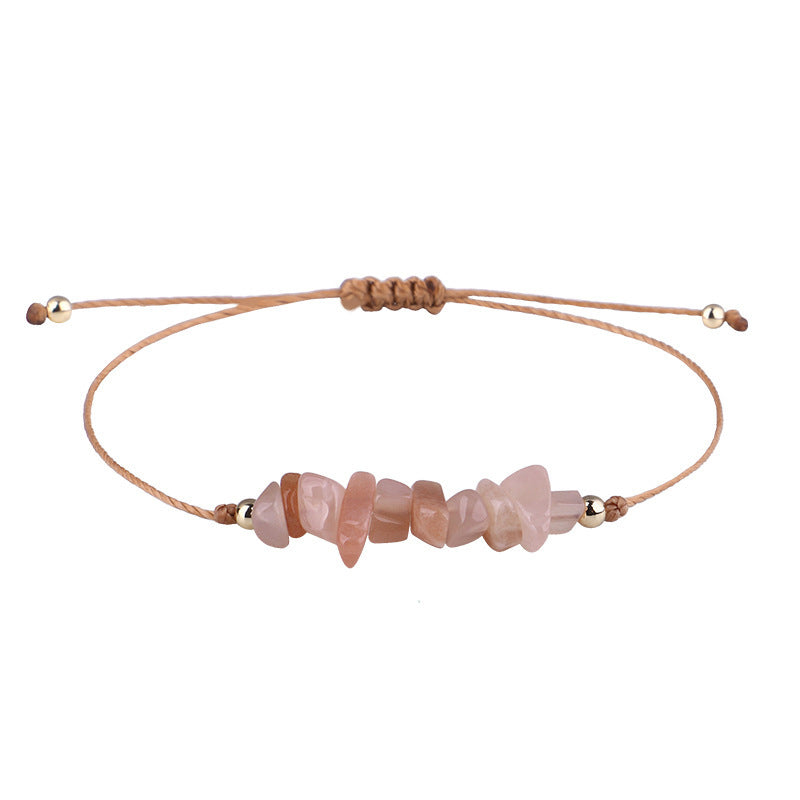 Boho Natural Irregular Stone Adjustable Braided Bracelet | Multi-Color Crystal Beaded Cord Bracelet