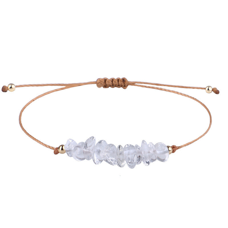 Boho Natural Irregular Stone Adjustable Braided Bracelet | Multi-Color Crystal Beaded Cord Bracelet