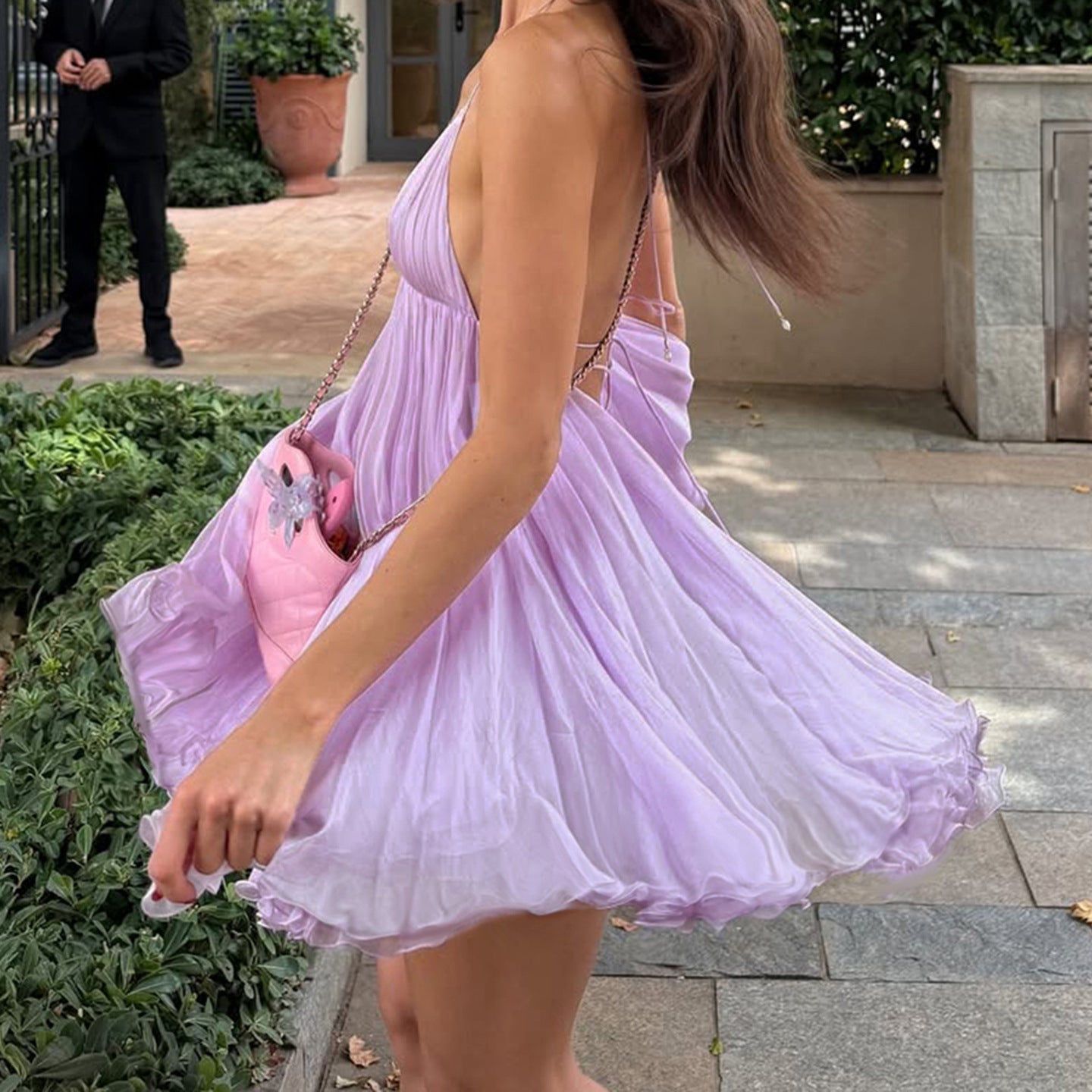 Bohemian Halter Deep V Chiffon Babydoll Dress