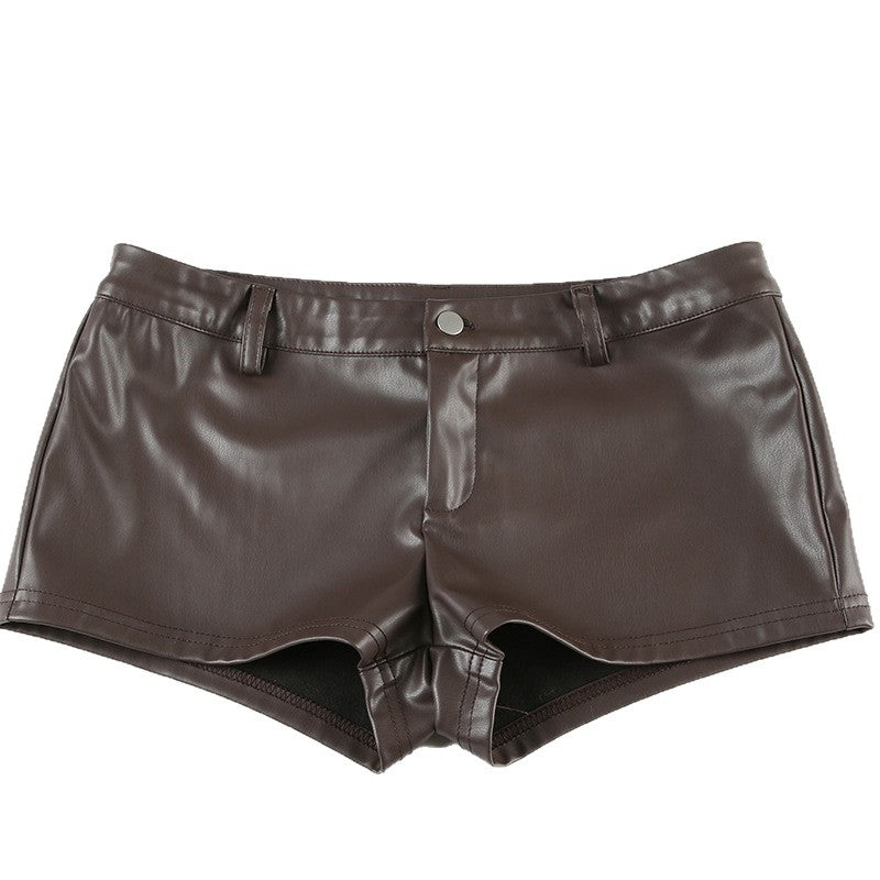Boho Low-Rise Distressed Faux Leather Mini Shorts Collection