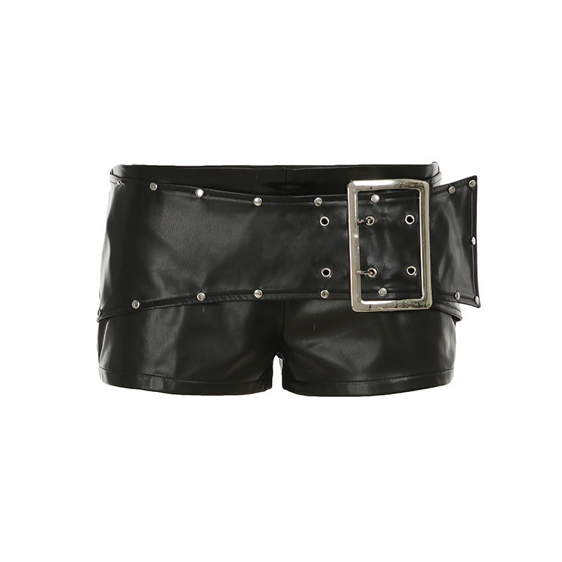Boho Low-Rise Distressed Faux Leather Mini Shorts Collection