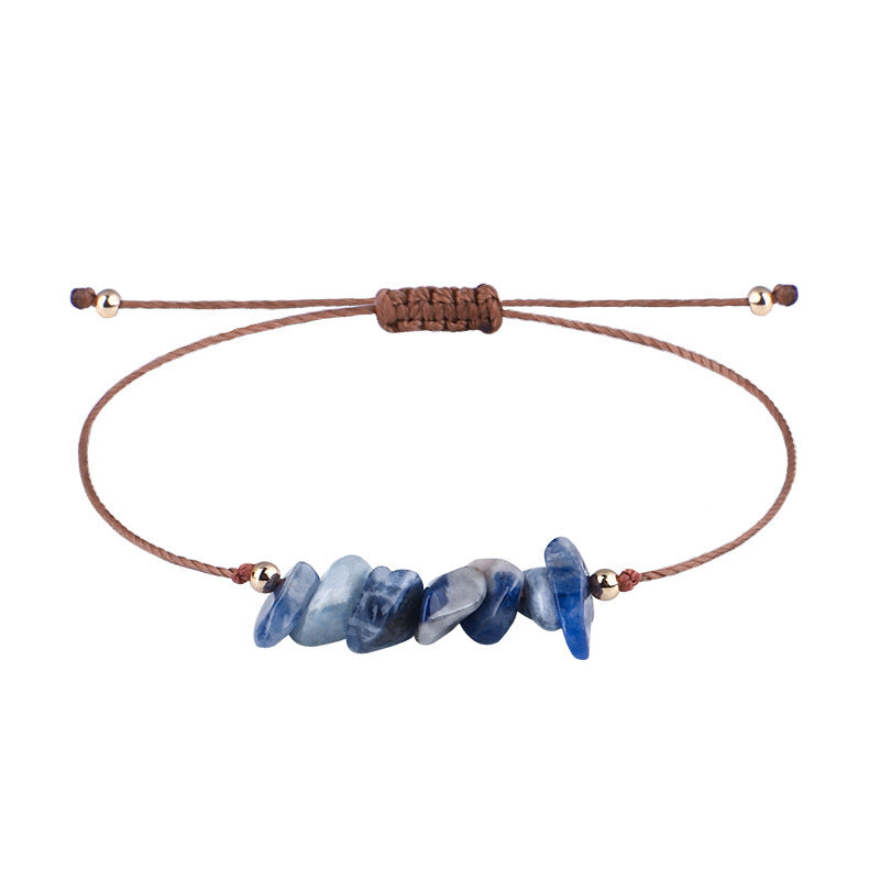 Boho Natural Irregular Stone Adjustable Braided Bracelet | Multi-Color Crystal Beaded Cord Bracelet