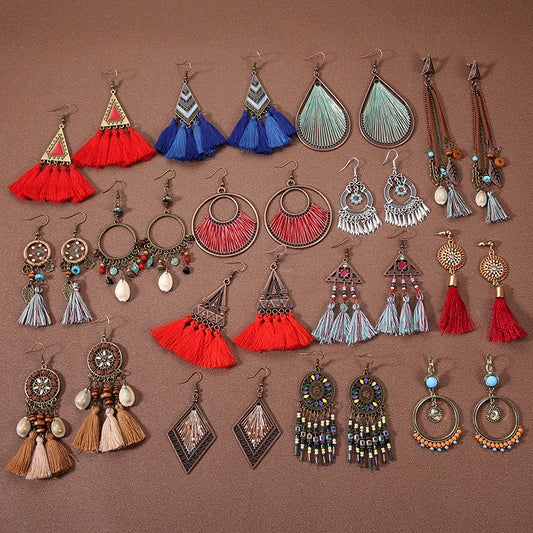 Boho Vintage Tassel Ethnic Style Earrings Collection | Niche Design Personalized Jewelry
