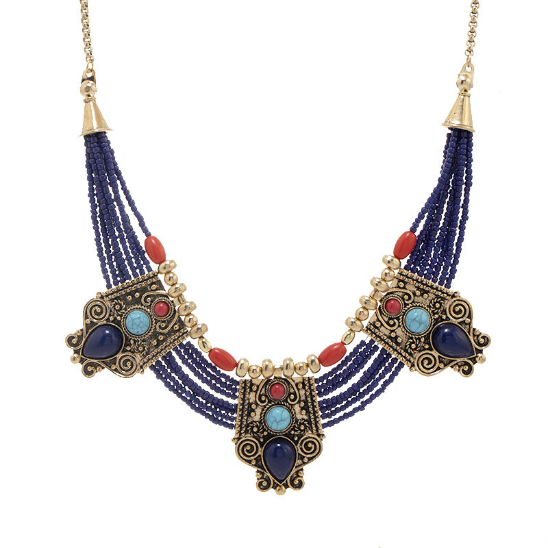 Boho Vintage Ethnic Multi-Layer Tassel Necklace | Niche Design Exotic Style Jewelry