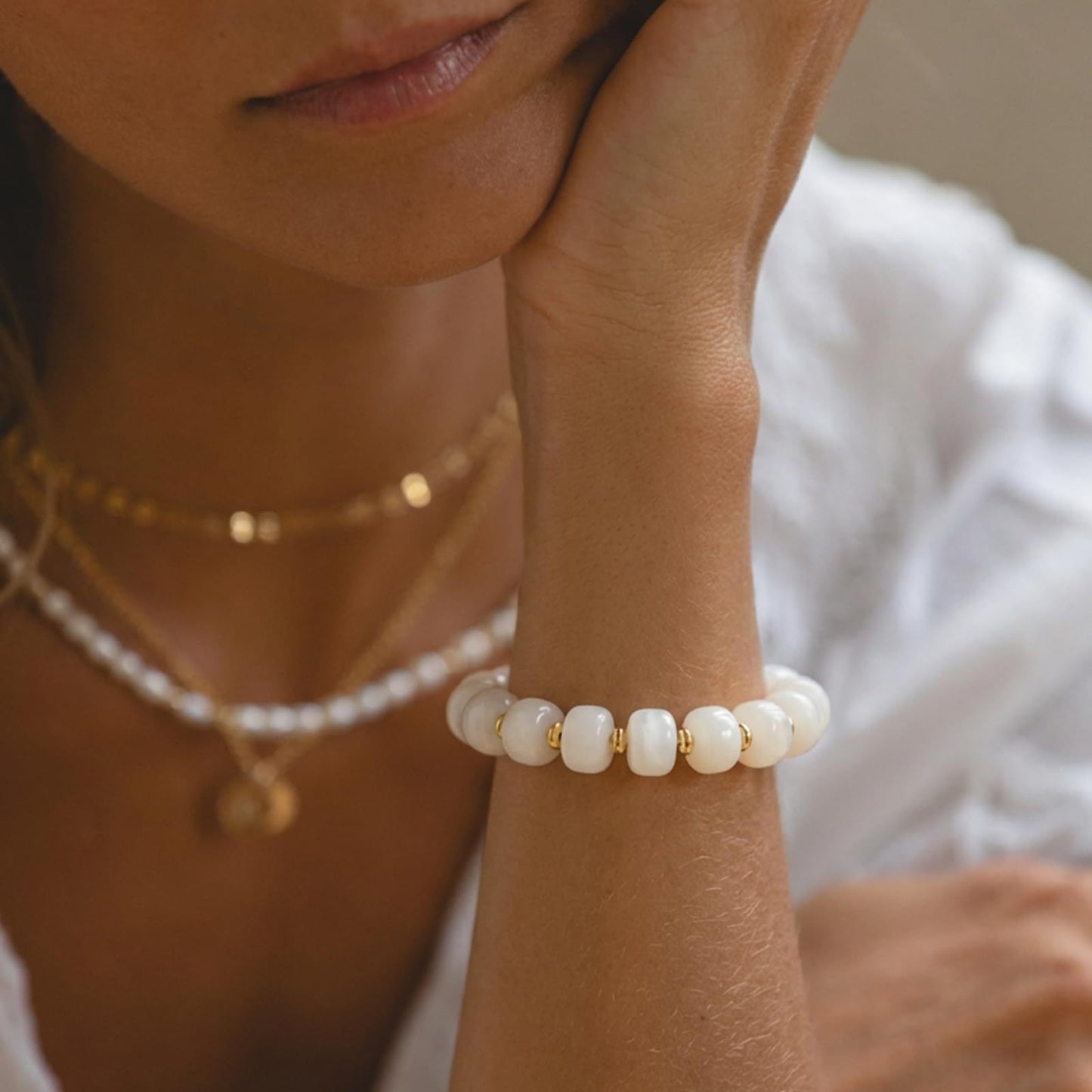 Vintage Resin Barrel Beaded Bracelet | Luxury Niche Design Versatile Jewelry