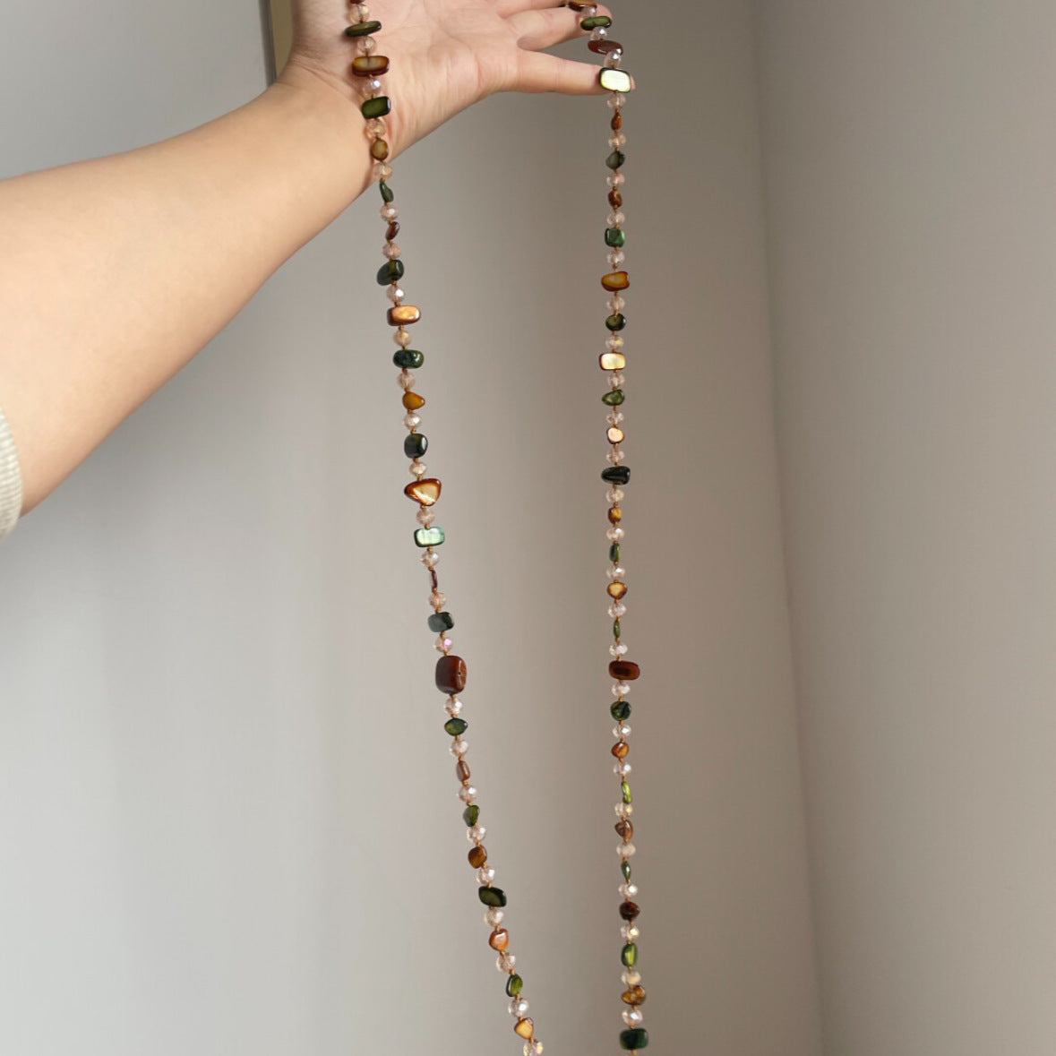 Vintage Bohemian Double Layer Irregular Shell Beaded Necklace, Retro Luxury Vacation Clavicle Chain