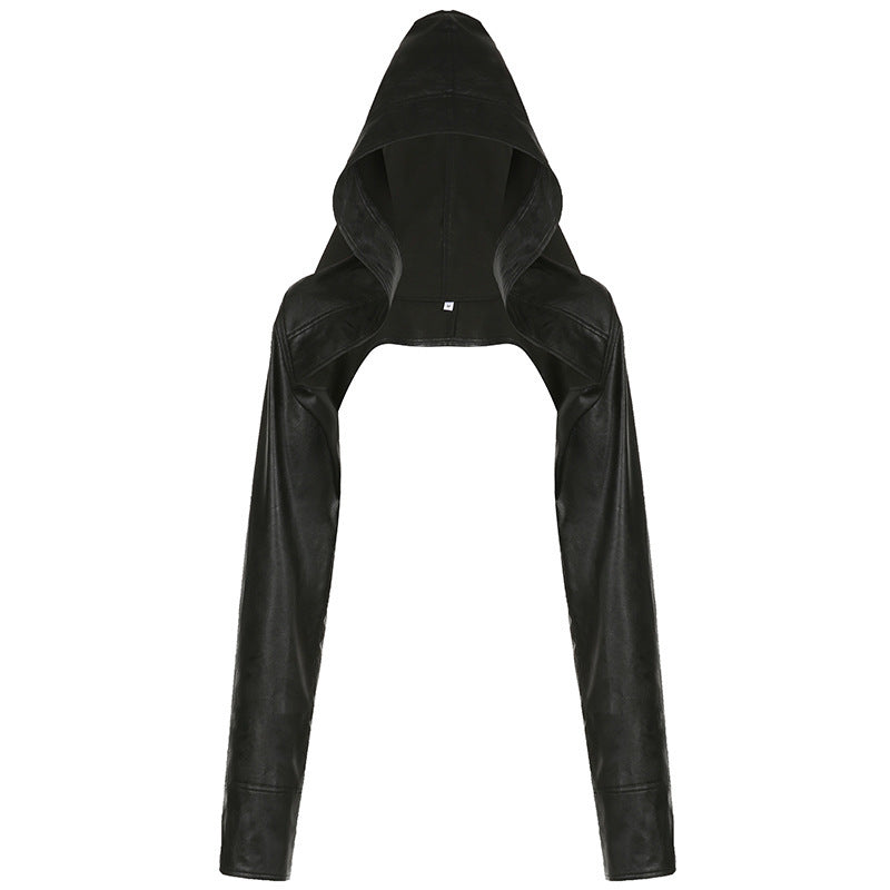 Boho Irregular One-Sleeve Hooded Leather Techwear Arm Warmer Collection