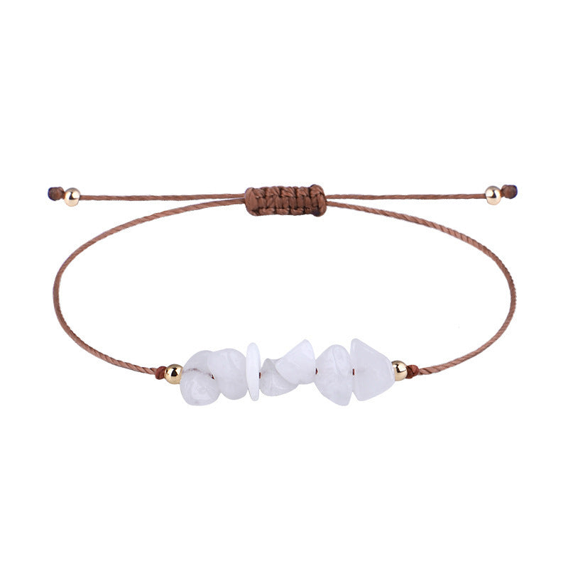 Boho Natural Irregular Stone Adjustable Braided Bracelet | Multi-Color Crystal Beaded Cord Bracelet