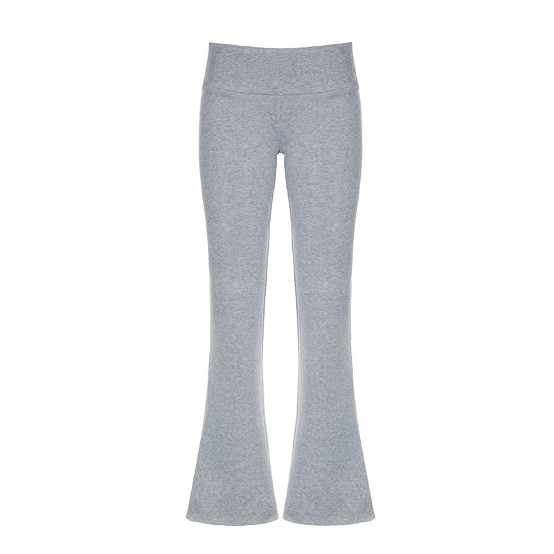 Low-Rise Foldover Waist Flared Sweatpants