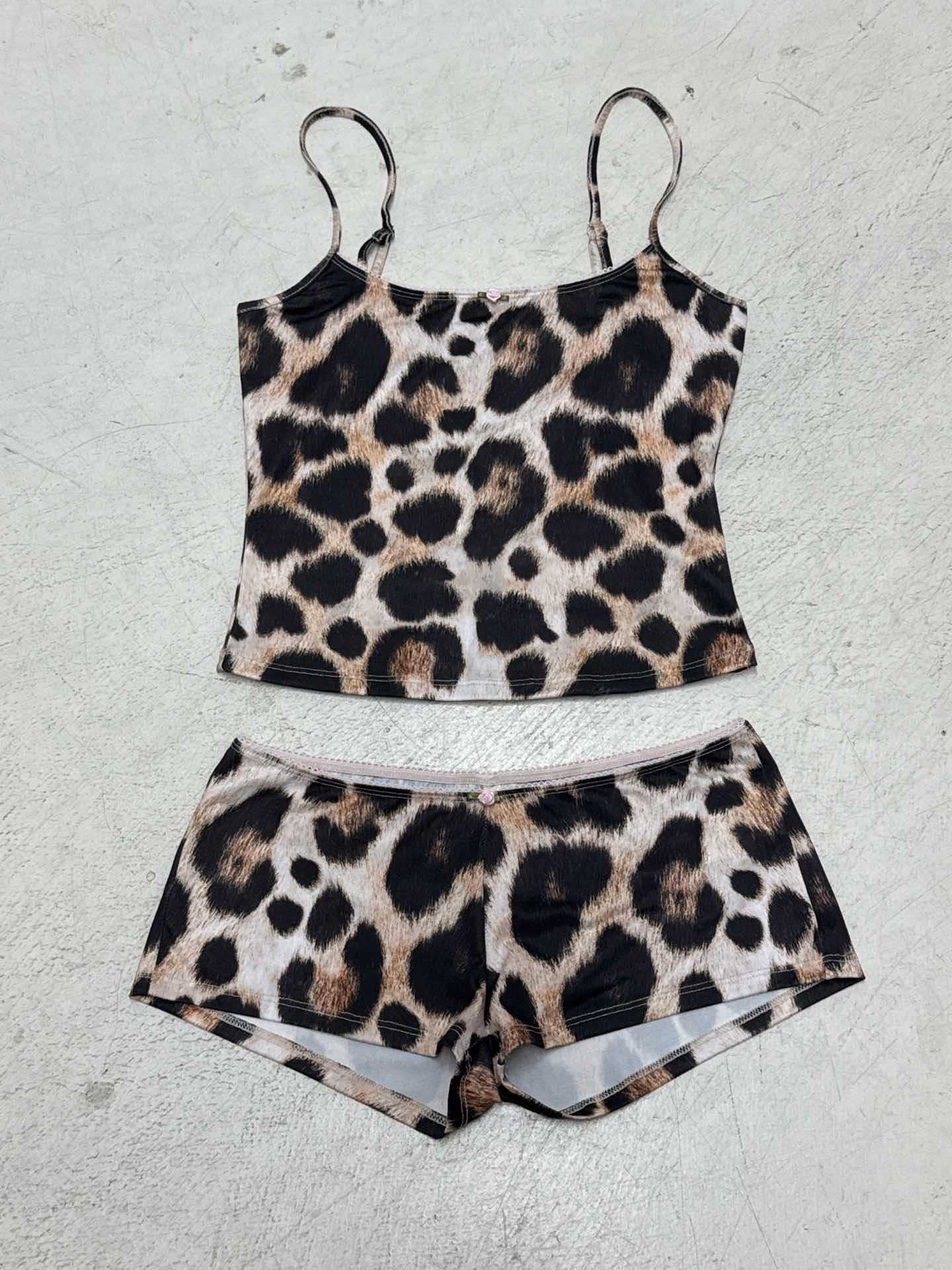Bohemian Leopard Print Cami & Shorts Set