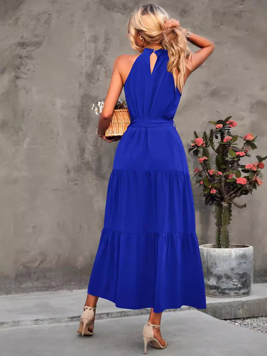 Boho Halter Neck Tiered Midi Dress