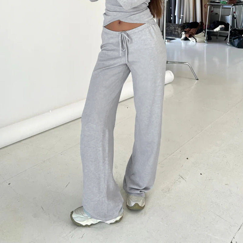 Wrap V-Neck Flare Sleeve Loungewear Wide-Leg Pants Set