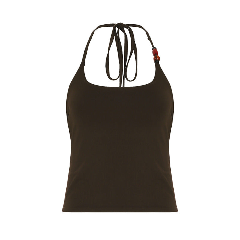 Bohemian Beaded Halter Cami Top
