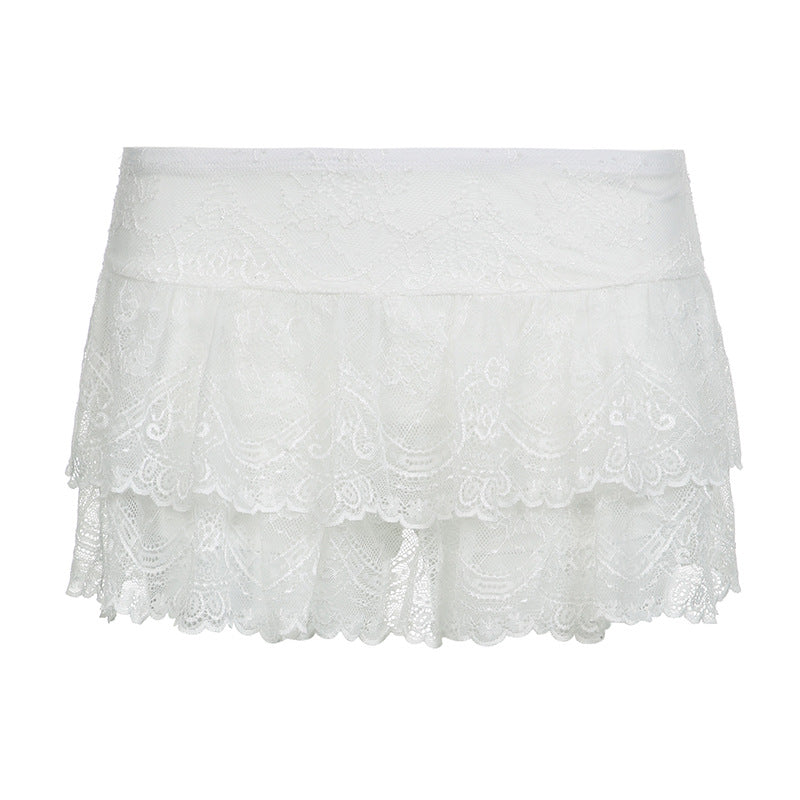 Bohemian Lace Spliced Mini Skirt