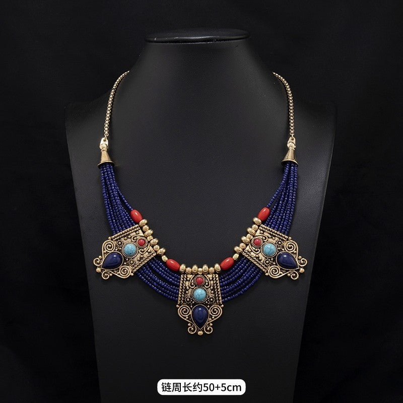 Boho Vintage Ethnic Multi-Layer Tassel Necklace | Niche Design Exotic Style Jewelry