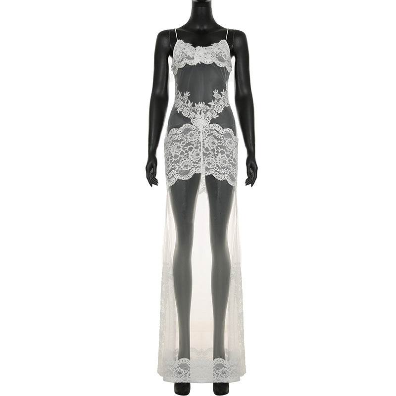 Lace Mesh Sheer Camisole Dress/Skirt & Halter Top Collection