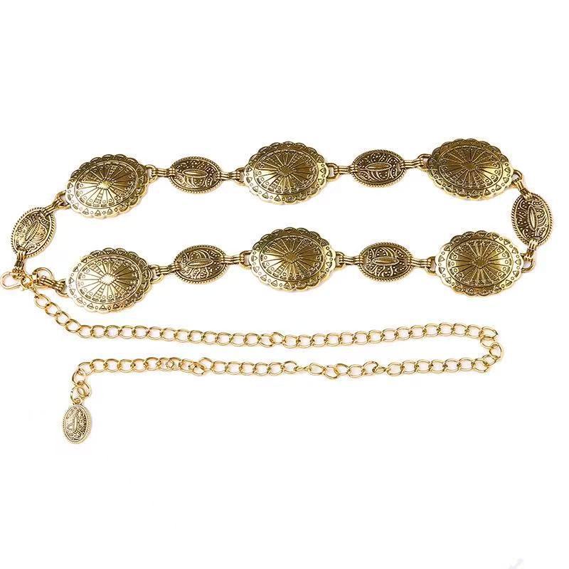 Boho Vintage Gold Coin Chain Belt | Ethnic Style Adjustable Waist Chain