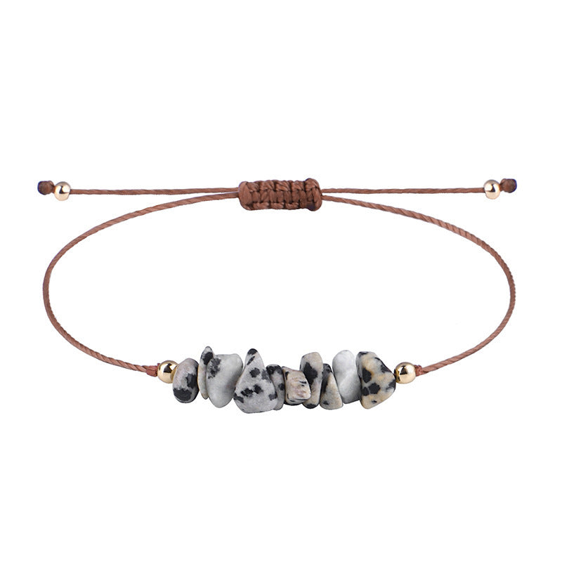 Boho Natural Irregular Stone Adjustable Braided Bracelet | Multi-Color Crystal Beaded Cord Bracelet