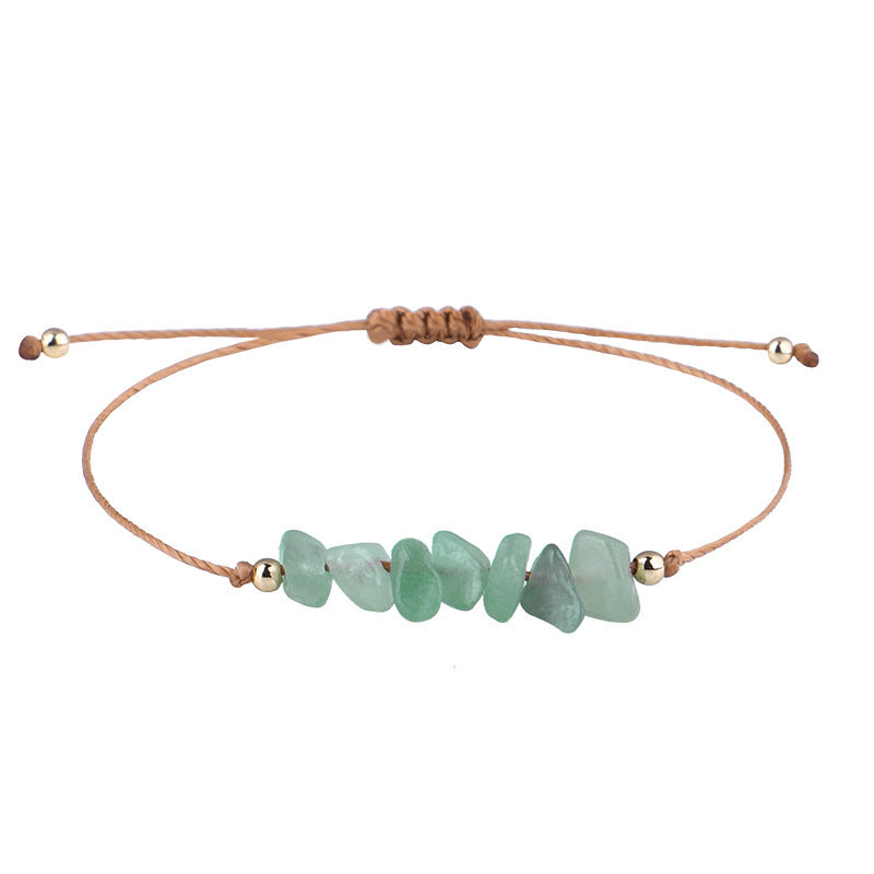 Boho Natural Irregular Stone Adjustable Braided Bracelet | Multi-Color Crystal Beaded Cord Bracelet
