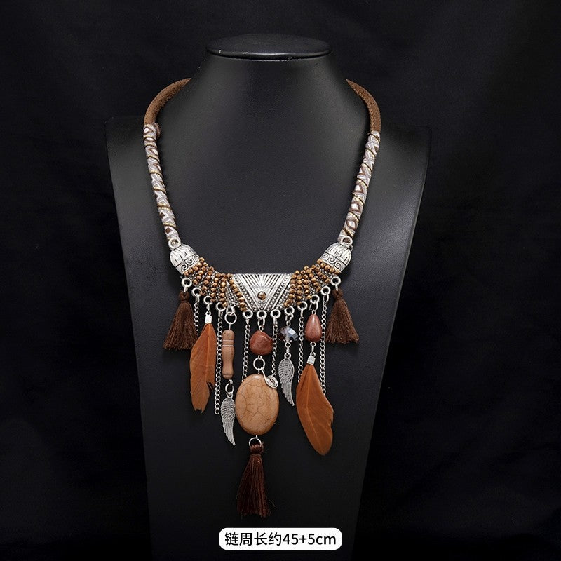 Boho Vintage Ethnic Multi-Layer Tassel Necklace | Niche Design Exotic Style Jewelry