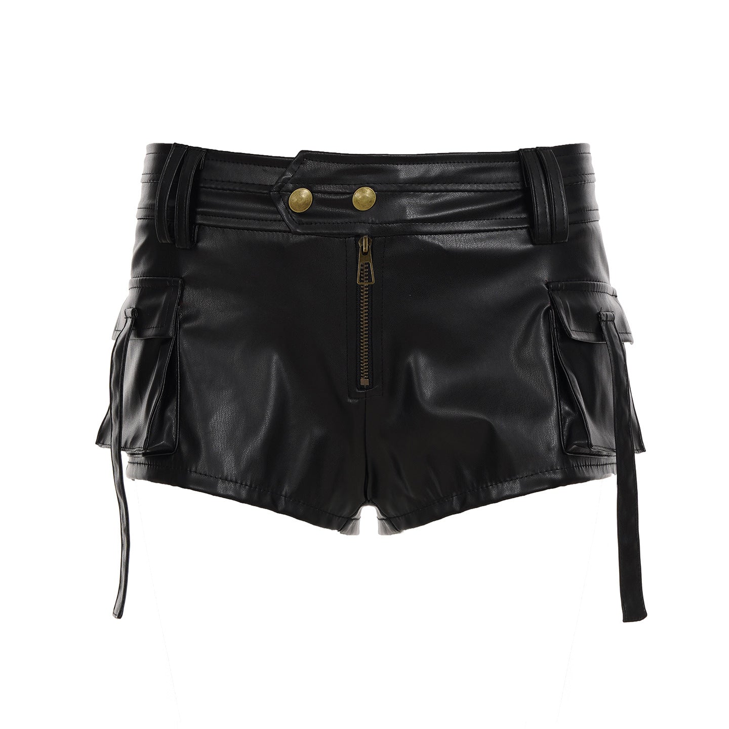 Boho Low-Rise Distressed Faux Leather Mini Shorts Collection