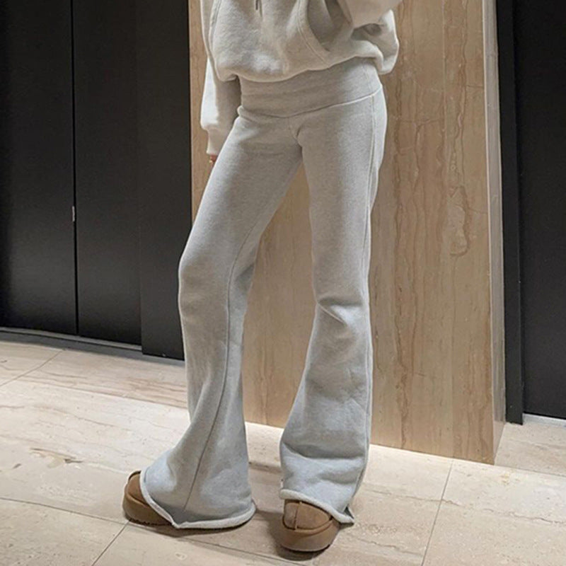 Low-Rise Foldover Waist Flared Sweatpants