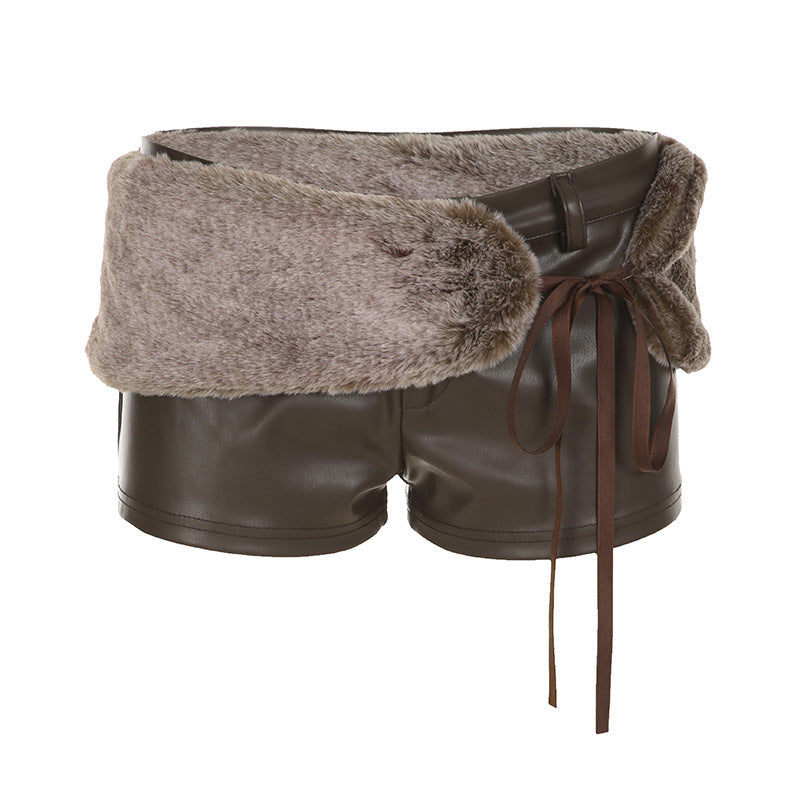 Boho Low-Rise Distressed Faux Leather Mini Shorts Collection