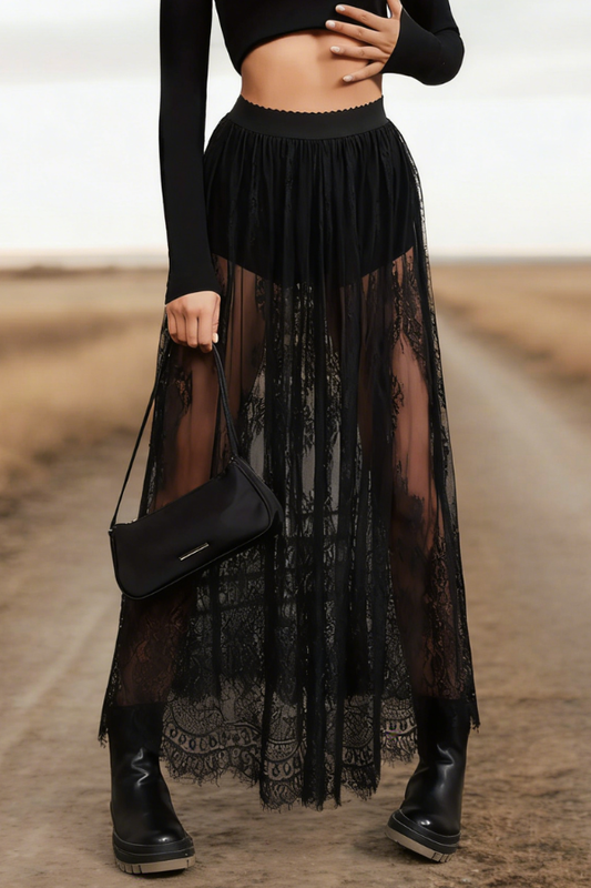 Lace Sheer Maxi Skirt