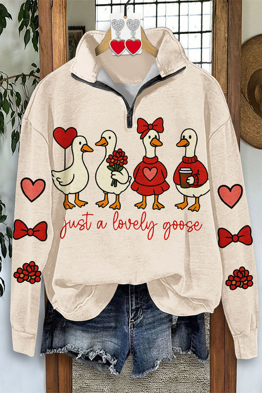 Valentine's Day Duck Zip-up Sweatshirt