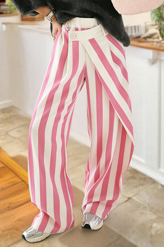 Striped Flowy Asymmetrical Pants