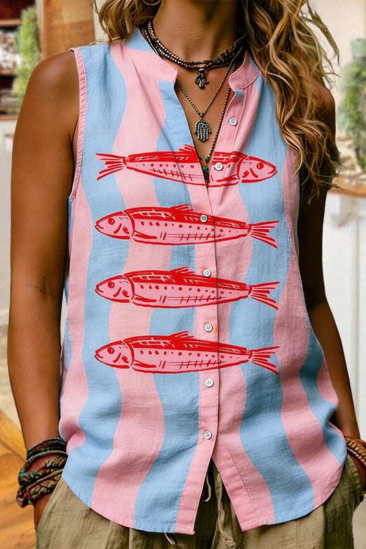 Retro Color Blocked Fish Vest