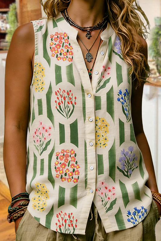 Resort Striped Floral Vest